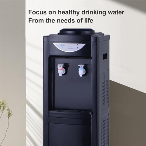 5 Gallon Top Loading Hot/Cold Water Cooler Dispenser with Child Safety Lock & Storage Cabinet, Removable Drip Tray for Kitchens, Indoor Home Office Use Black 7