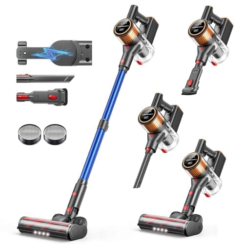 Cordless Vacuum Cleaner, 45Kpa 550W 60Mins Vacuum Cleaners for Home, Stick Vacuum Cordless Rechargeable, Wall Mount Charging, Self-Standing, Household Vacuum for Pet Hair/Carpet/Hardwood Floor(X9)