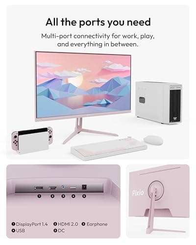 Pixio PX275 Wave Pink 27 inch 100Hz Refresh Rate QHD 1440p Resolution IPS Panel 1ms MPRT Response Time Gaming Monitor with Adaptive Sync 5