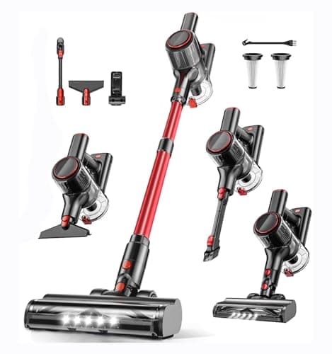 TITIPOY Cordless Vacuum Cleaner, 40Kpa 8-in-1 Vacuum Cleaners for Home, 45Mins Runtime Anti-Tangle Stick Vacuum with LED Display, 3 Modes Suction, Lightweight Vacuum for Hardwood Floor/Carpet/Pet Hair