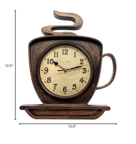 Park Madison Coffee Cappuccino Cup 12.5 Inch Quality Quartz Battery Operated 3-D Easy to Read Home/Office/Kitchen/Classroom/School Clock Classic Movement 6