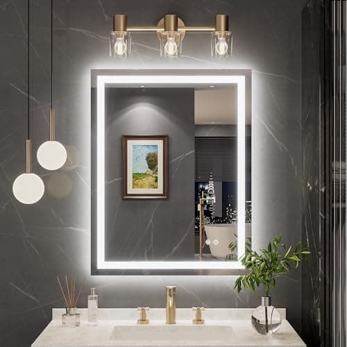 TokeShimi 28x36 LED Mirror for Bathroom,Backlit + Front lit,LED Bathroom Mirror with Lights,Anti-Fog Backlit Mirrror with Tempered Glass,Waterproof,Memory Function,Shatterproof,UL Listed