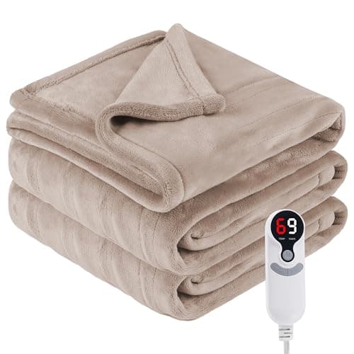 Eydna Electric Heated Blanket Full Size 72"x84", 6 Heating Levels & 10 Hours Auto Off Large Oversized, Machine Washable, Camel