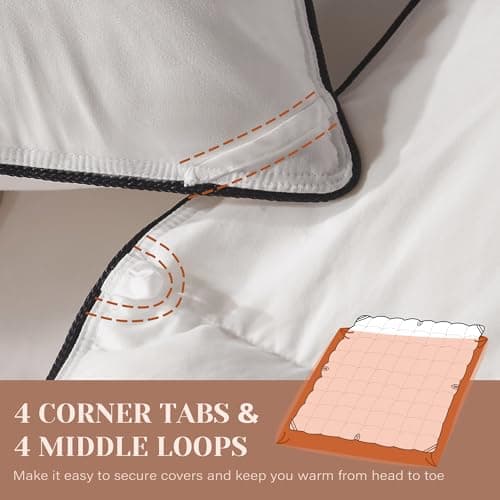 Richtry Goose Feather Down Fiber Cotton Comforter California King Size, Ultra-Soft Duvet Insert, Hotel Collection White Quilted Comforter, All Season Bedding Comforter with 8 Corner Loops, 104x96 Inch 7