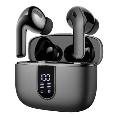 TAGRY True Wireless Earbuds 60H Playback Bluetooth Headsets IPX5 Waterproof Earphones with Wireless Charging Case for Music and TV Black