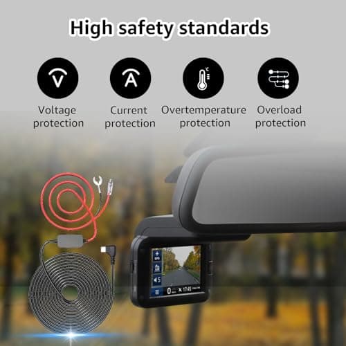 Hodeoo USB C Dash Cam Hardwire Kit with 12V-24V to 5V Car Dash Camera Charger Power Cord 4 Fuse Tap Cable,24 Hours Surveillance Low Voltage Protection 6