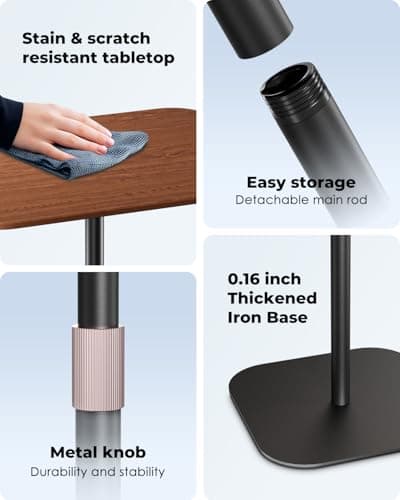 Viozon Floor Laptop Stand for Bed,Laptop Table,Small & Portable Standing Desk with Adjustable Height 26,7"-37.8",Quick Installation for Office,Conference Room,Living Room,Home Office,Bed/Sofa Side 5