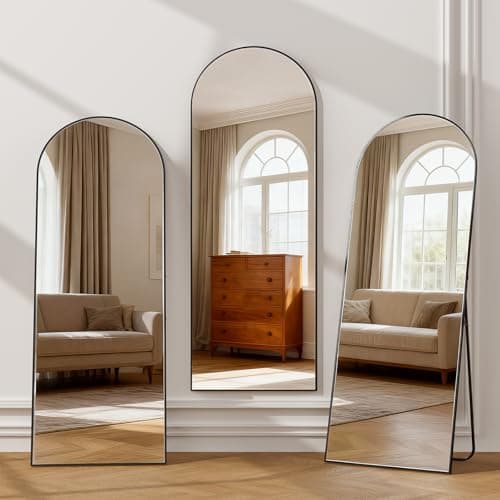 Simple Deluxe Arched Full Length Mirror, 71"x26"Large Floor Mirrors, for Wall Door Bedroom Bathroom Living Room (Black) 6