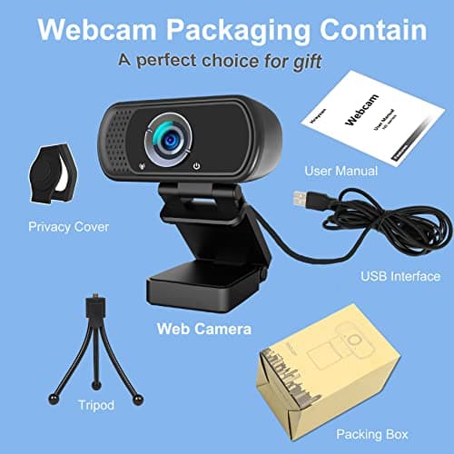 Hrayzan 1080p Webcam with Microphone, USB PC Camera 110-Degree Wide Angle Webcam with Tripod/Privacy Cover,Plug and Play Web Camera for Desktop Computer Laptop mac Video Conferencing Streaming 5