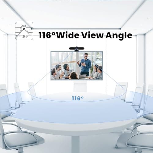 4K Webcam Conference Call TV Room Web Camera with Dual Microphones &Speaker, | All-in-One USB Video Camera, 116° Wide Angle, AI Auto Framing | Compatible with Zoom, OBS 5