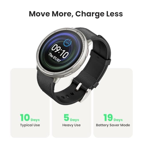 Amazfit Active 2 Premium Smart Watch Fitness Tracker (Round) for Android & iPhone, 10 Day Battery, Water Resistant, GPS Maps, Heart & Sleep Monitor, HYROX Mode, Sapphire Glass, Leather + Sport Strap 3