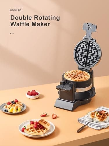 Classic Waffle Iron, Double Belgian Waffle Maker 180°Flip, 1400W Waffle Iron 8 Slices, Rotating & Nonstick Plates with Removable Drip Tray, Cool Touch Handles, Stainless Steel (8 Slices) 7