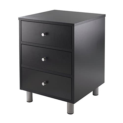 Winsome Daniel Accent Table/Nightstand with 3 Drawers, for Bedroom, Black