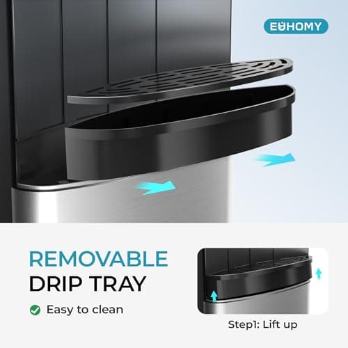 EUHOMY Bottom Loading Water Cooler Dispenser for 5 Gallon Bottle, 3 Temperature Settings – Cold, Warm & Hot, with Child Lock, LED Display Light, Water Cooler for Home, Office, Apartment, Black 7