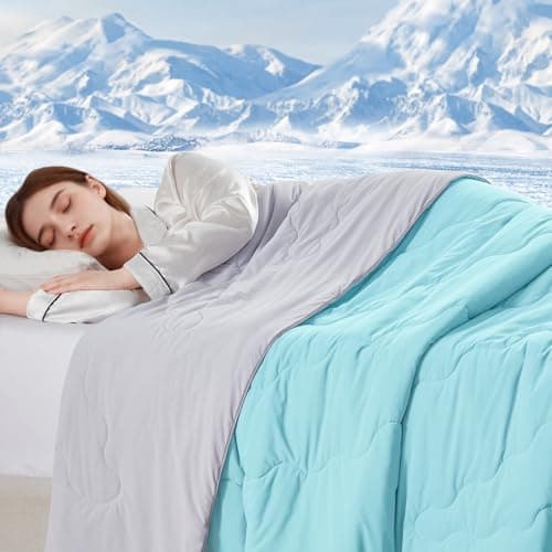 Homelike Moment Twin Size Cooling Comforter for Hot Sleepers, Lightweight Cooling Comforter Double Sided Soft Breathable Blue/Grey