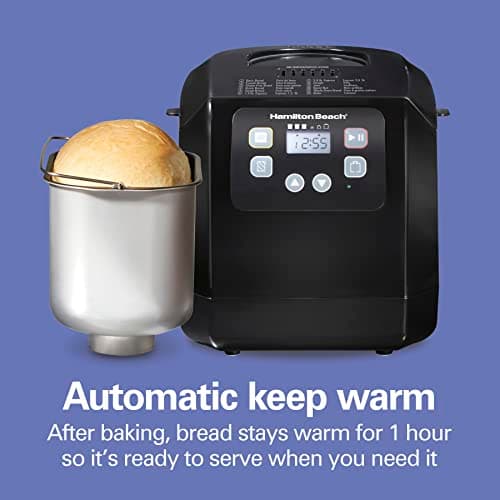 Hamilton Beach Automatic Bread Maker Machine, Digital, Programmable, 12 Settings + Gluten Free, PFAS-Free Nonstick Pan + Kneading Paddle, 2 lb Capacity, Black 7