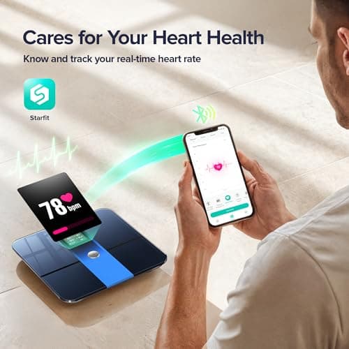 RunStar Scale for Body Weight, Precision Digital Bathroom Smart Scale with 3.5" TFT Color Large Display for BMI Muscle Mass Heart Rate, 22 Body Composition Analyzer Sync APP, 400lb 7