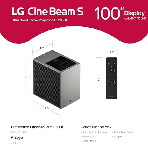 LG CineBeam S PU615U 4K UHD Ultra Short Throw Smart Projector, Auto Screen Adjustment, up to 100” Projection, up to DCI-P3 154%, 450,000:1 Contrast, Speakers with Dolby Atmos, HDR10, HDMI, USB, HID 23