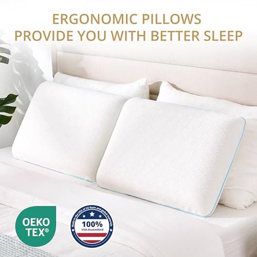 EGOHOME Bed Pillow Standard Size - Memory Foam Made in USA - for Side, Back and Stomach Sleepers, Neck Support with Washable & Removable Cover, Medium Soft, 1 Pack 5
