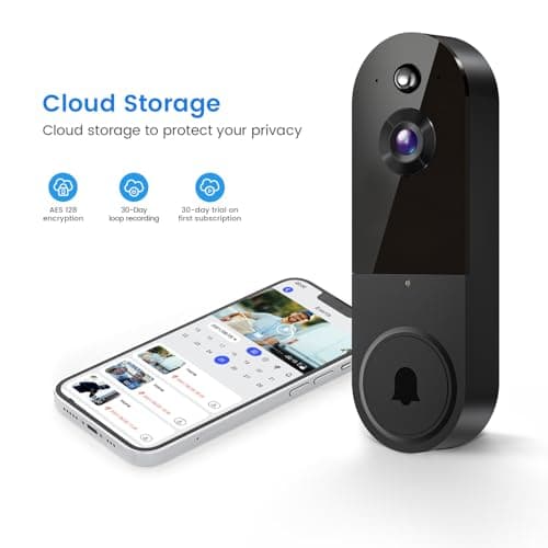 BoilNano 1080P Video Doorbell Camera Wireless with Doorbell Receiver, Cloud Storage, Live View, 2-Way Talk, Night Vision, 2.4Ghz WiFi Only, Indoor Surveillance, Real-Time Alert (Black) 7