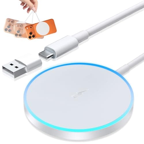 Wireless Charger 15W Max Magnetic Fast Charging Pad Mat for iPhone 17 16 15 14 13 12 11 Pro Max/Mini/Plus/XR/X/8, Samsung Galaxy S23/S22/S21/S20/S10/Buds, Case Friendly, Black