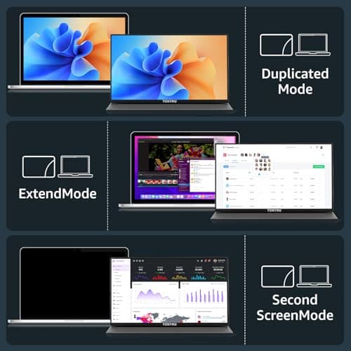 TONTRU 15.6" Portable Monitor Full HD 1080p, USB-C & HDMI Connectivity, Ultra-Slim Design, Built-in Speakers, Compatible with Laptop, PC, Gaming Consoles 3