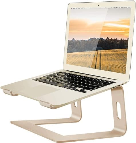 Orionstar Laptop Stand Aluminum Laptop Riser Compatible with Mac MacBook Air Pro 10 to 15.6 Inch Notebook Computer, Ergonomic Elevator Holder (Gold)