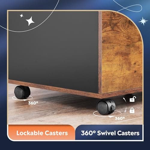 DEVAISE 3 Drawer Mobile File Cabinet, Wood Lateral Filing Cabinet, Printer Stand with Open Shelves for Home Office, Rustic Brown 6