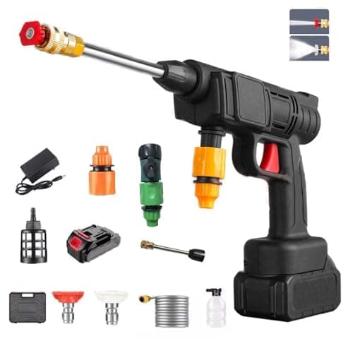 Ebooine Cordless Pressure Washer Gun, 35Bar Portable Power Pressure Washer with 2 Adjustable Nozzle Suitable for Washing Cars/Fences/Siding, Portable Car Cleaning Kit (L)