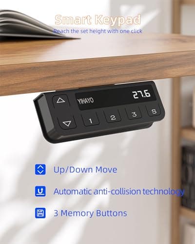 YIHAYO Electric Standing Desk, 48 x 24 Inches Stand Up Desk with Splice Board, Adjustable Height Desk, Computer Desk for Home Office, Black Frame/Rustic Brown Top 6