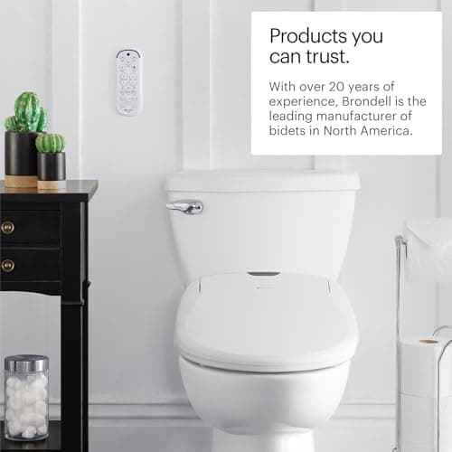 Brondell Bidet Toilet Seat S1400, Smart Toilet Seat, Dual Stainless-Steel, Self-Cleaning Nozzle With Clean Plus Technology, Endless Warm Water Bidet, Warm Air Dryer-Nightlight, Heated Seat, Elongated 10