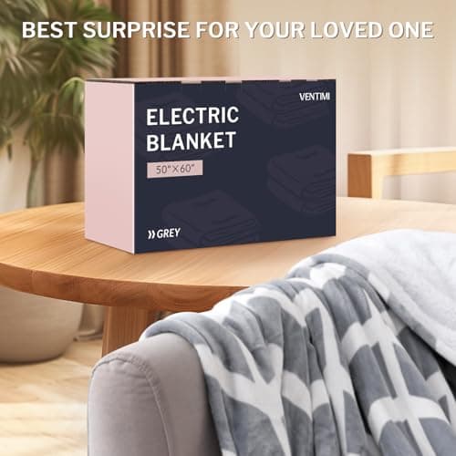 VENTIMI Electric Blanket Heated Throw, 50" x 60" Heated Blanket with 5 Heat Levels & 3 Hours Auto Off, Fast Heating Blankets with ETL & FCC Certification, Grey 7