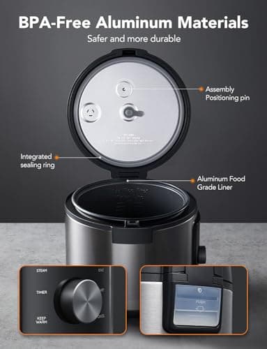 GoveeLife Smart Rice Cooker, 6-in-1 Multi-Cooker, Slow Cooker, Yogurt Maker, Saute Pan, Steamer, Food Warmer, 1000W, 10-Cup Uncooked 5.2 Quart, Includes App with 33 Recipes 8