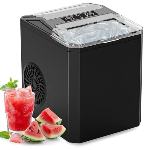 Sweetcrispy Countertop Ice Maker, Portable Ice Machine Self-Cleaning, 9 Cubes in 6 Mins, 26 lbs/24Hrs, 2 Sizes of Bullet Ice for Home Party Office
