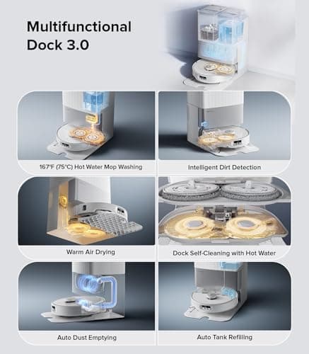 roborock Qrevo Edge Robot Vacuum and Mop, 18,500Pa Suction, Zero-Tangling, AdaptiLift Chassis, Al Obstacle Recognition, Hot Water Mop Washing & Dock Self Cleaning, Corner to Edge Deep Cleaning 5