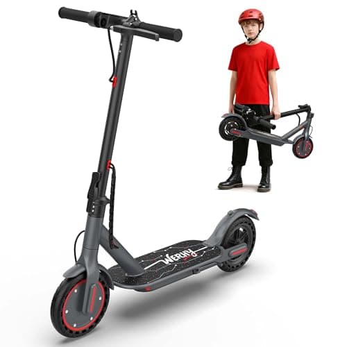 WERHY Foldable Electric Scooter, 350W Motor, Max 12Miles Long Range, 19 MPH Max Speed, 8.5" Solid Tire, Lightweight Foldable E-Scooter with Dual Braking, Digital Display, Cruise Control