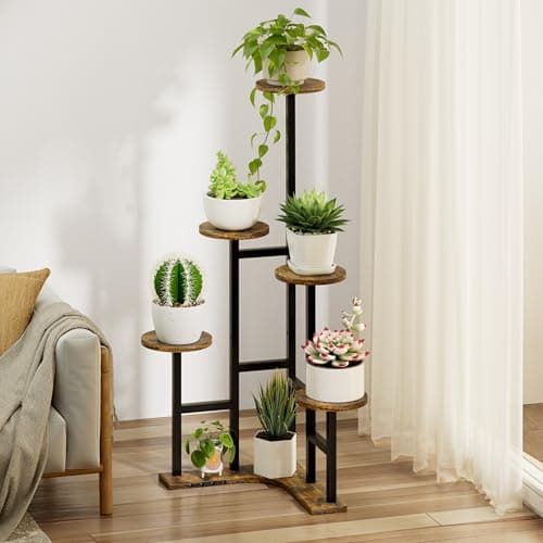 Gujiam Corner Plant Stand Indoor 6 Tiered Tall Plant Shelf 43" Multiple Potted Plant Holder Plant Tower for Living Room Balcony,Rustic Brown 7