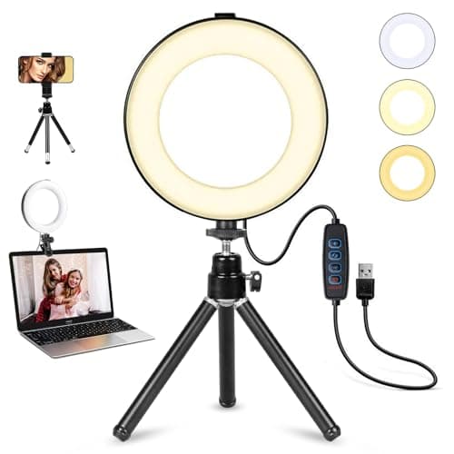 Video Conference Lighting Kit, Ring Light Clip on Laptop Monitor, 6" Dimmable LED Circle Selfie Light for Zoom Meeting/Remote Working/Zoom Calls/Live Streaming/Video Recording