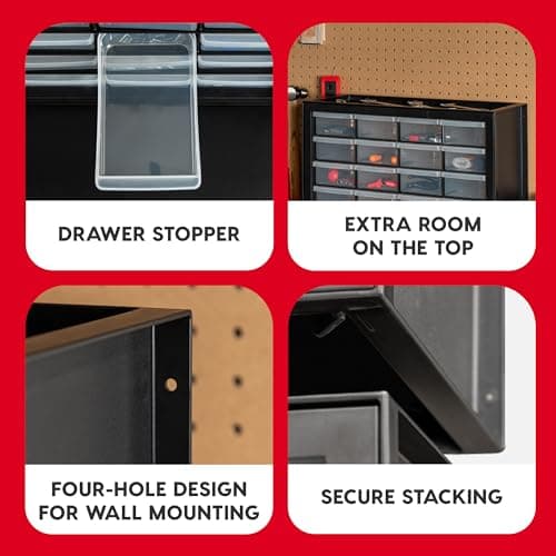 IRIS USA Plastic Storage Drawers, Made in USA, 24-Drawer Small Parts Organizer, Stackable Teacher Toolbox for Hardware, Screws, Nuts & Bolts, Stickers, Beads, Building Bricks, Garage Storage – Black 5