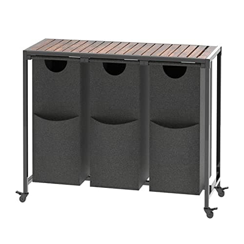 Laundry Hamper 3 Section, Laundry Basket, Laundry Sorter with Shelf, 3 Pull-Out and Removable Bags, 3 x 10Gal (38 L) Laundry Organization, Oxford Cloth Laundry Bags, Rustic Brown LS30BR