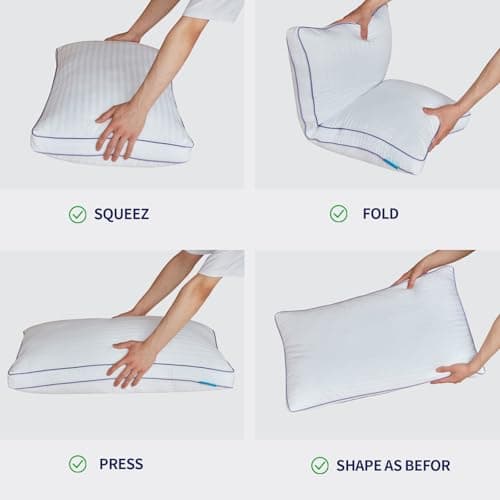 SLEEPDIARY King Size Pillows Set of 2,Hotel-Quality Bed Pillows with Zipper for Adjustable Loft, Machine Washable, Down Alternative Filling for Back, Side & Stomach Sleepers, White 9