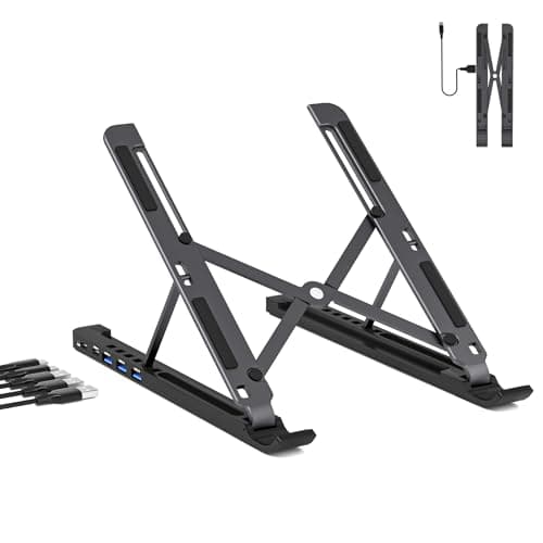 BoYata USB C Laptop Docking Stand, 5-in-1 USB C Hub with 3 USB 3.0, Universal Docking Station for MacBook Pro/Air/Dell/HP/Surface/Lenovo, Plug and Play (Black)