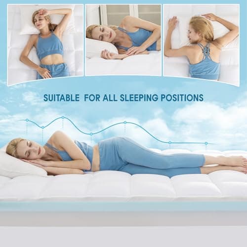 WhatsBedding King Size Dual Layer 4 Inch Memory Foam Mattress Topper,2 Inch Gel Memory Foam and 2 Inch Pillow Top Mattress Pad Cover 7