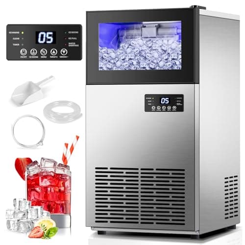 TAZPI Commercial Ice Maker 130 LBS/24H, Upgraded 15" Wide Under Counter Ice Maker with 35LBS Ice Capacity, Commercial Ice Machine Stainless Steel Built-in or Freestanding Large Ice Machine