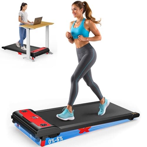 Servfit Walking Pad with Incline, 2.5HP Under Desk Treadmill, 3 in 1 Portable Treadmill with Remote Control, LED Display, Hidden Safety Switch, Mini Walking Jogging Machine for Home Office, Red
