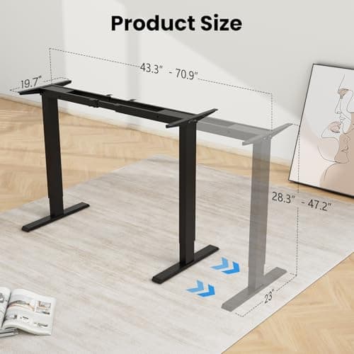 ESpefy Dual Motor Standing Desk Frame- Height Adjustable Electric Desk Legs, Heavy Duty Sit to Stand Up Desk Base, 4 Memory Settings Controller for Adjustable DIY Desktop, Over 300 lbs Load Capacity 5