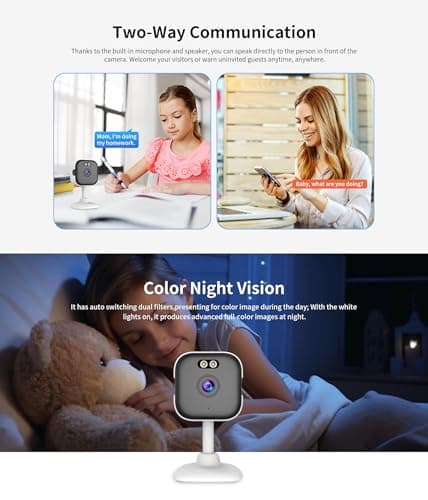 EVERSECU 5Ghz Wired WiFi Camera 2K, Indoor Home Security Cameras for Baby/Elder/Dog/Pet Camera with Phone app,24/7 SD Card Storage, Compatible with Alexa, Supports RTSP&ONVIF(4pack) 7