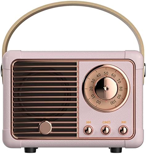 Baolira Retro Bluetooth Speaker, Portable Wireless Speaker with Crystal Clear Stereo Sound Rich Bass, Best Birthday Gifts Ideas for Women Teenage (Pink)