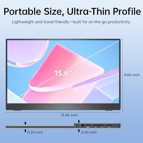 VisionOwl Portable Monitor 15.6 Inch 1080P FHD 85% sRGB Second Screen, USB-C HDMI HDR FreeSync Travel Monitor for Laptop MacBook PC PS5 Xbox, VESA Mountable, with Speakers, Cover Stand, Black 8