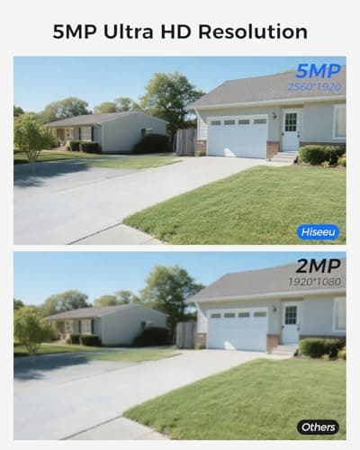 Hiseeu [16CH Expandable] 2.4G/5G Wireless Pro Security Camera System, 10.1" LCD 8MP Monitor, Wired Plug-in Powered 4Pcs 5MP Outdoor Indoor Cameras, One-Way Audio, Waterproof, Motion Detection, 1TB HDD 5